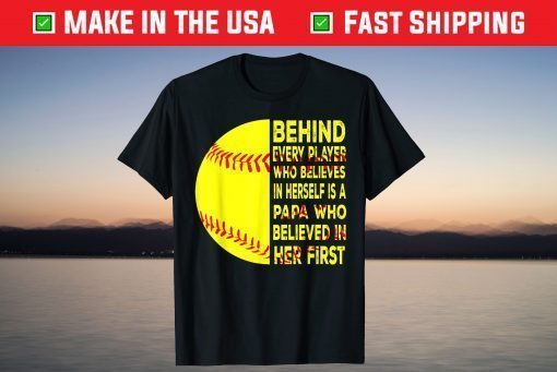 Behind Every Player Is Papa Happy Fathers Day Softball Lover Gift T-Shirt