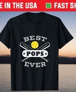 Best Pops Ever Softball Grandpa Grandfather T-Shirt