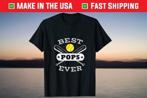 Best Pops Ever Softball Grandpa Grandfather T-Shirt