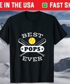 Best Pops Ever Softball Grandpa Grandfather T-Shirt