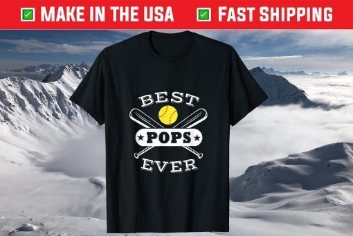 Best Pops Ever Softball Grandpa Grandfather T-Shirt