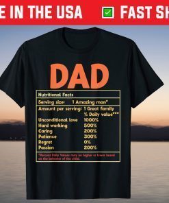 Dad Nutritional Facts Father's Day Classic T-Shirt