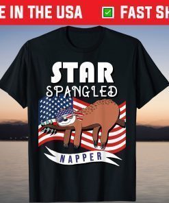 Star Spangled Napper Funny Sloth 4th of July T-Shirt