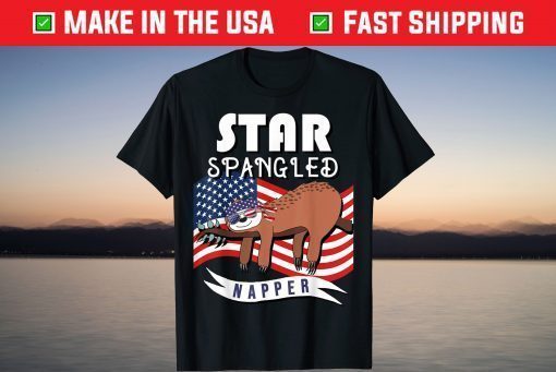 Star Spangled Napper Funny Sloth 4th of July T-Shirt