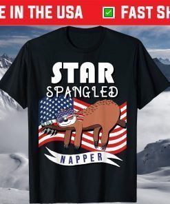 Star Spangled Napper Funny Sloth 4th of July T-Shirt