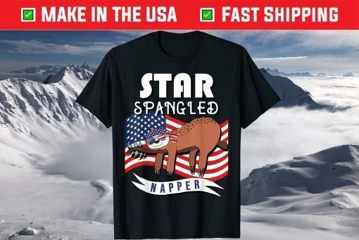 Star Spangled Napper Funny Sloth 4th of July T-Shirt