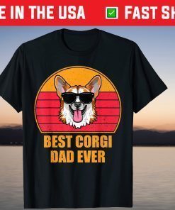 Vintage Best Corgi Dad Ever Fathers day Tshirt