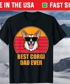 Vintage Best Corgi Dad Ever Fathers day Tshirt