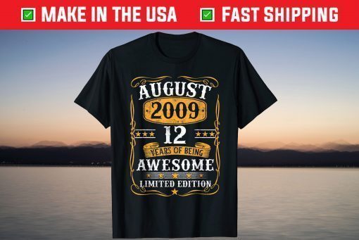 12 Years Old Vintage August 2009 12Th Birthday T-Shirt