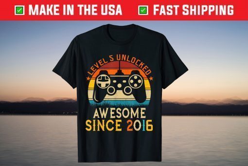 2016 Awsome 5th Birthday Boy Unlocked Level 5 Birthday Shirts