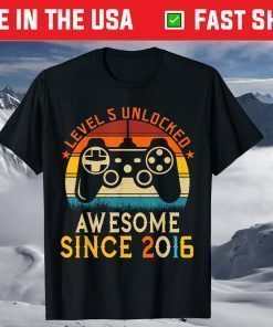 2016 Awsome 5th Birthday Boy Unlocked Level 5 Birthday Shirts