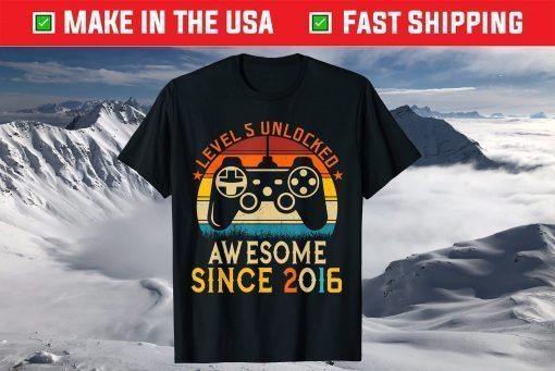 2016 Awsome 5th Birthday Boy Unlocked Level 5 Birthday Shirts