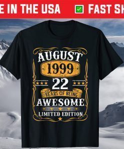 22 Years Old Vintage August 1999 22Th Birthday Classic T-Shirt