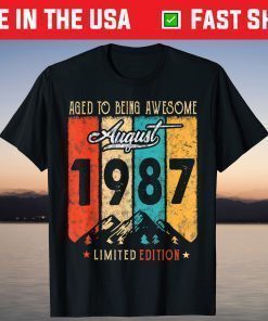 34 Year Old Retro Vintage August 1987 34th Birthday T-Shirt