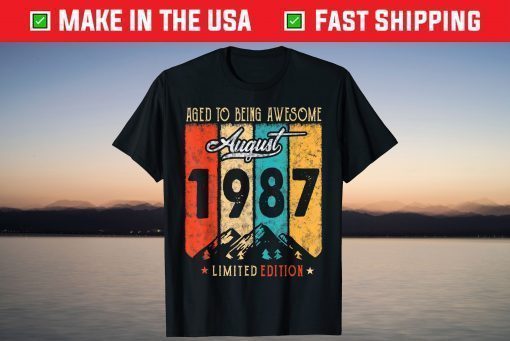 34 Year Old Retro Vintage August 1987 34th Birthday T-Shirt