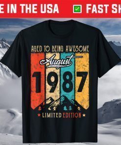 34 Year Old Retro Vintage August 1987 34th Birthday T-Shirt