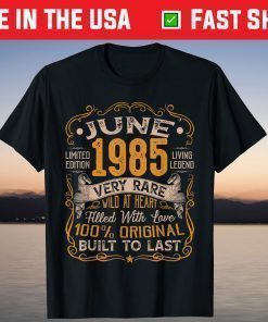 36th Birthday Vintage June 1985 Distressed 36 Years Old T-Shirt