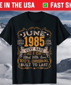 36th Birthday Vintage June 1985 Distressed 36 Years Old T-Shirt