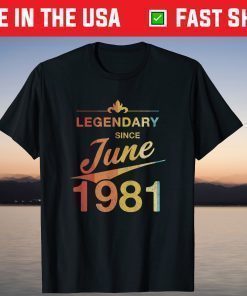 40th Birthday Born in June 1981 Retro 40 Years Vintage T-Shirt