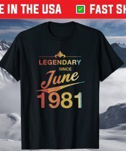 40th Birthday Born in June 1981 Retro 40 Years Vintage T-Shirt