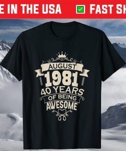 41 Years Old 40th Birthday Decoration August Us 2021 T-Shirt