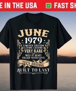 42nd Birthday Decorations June 1979 42 Years Old t-shirt