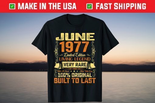 44th Birthday Born In June 1977 Vintage Retro 44 Years Old T-Shirt