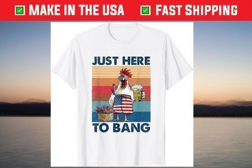 4th of July Just Here To Bang USA Flag Chicken Beer T-Shirt