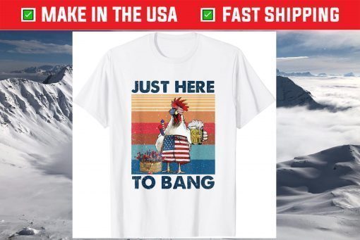 4th of July Just Here To Bang USA Flag Chicken Beer T-Shirt