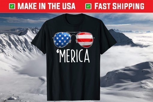 4th of July MERICA Sunglasses All America USA Flag T-Shirt