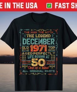 50 Years Old Vintage 1971 Man Myth Legend 50th T-Shirt