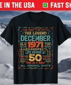 50 Years Old Vintage 1971 Man Myth Legend 50th T-Shirt