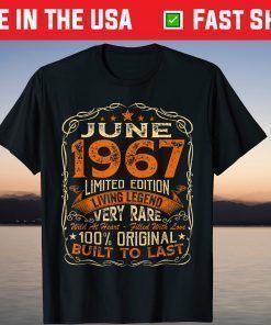 54 Year Old Vintage June 1967 Distressed 54th Birthday T-Shirt