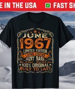 54 Year Old Vintage June 1967 Distressed 54th Birthday T-Shirt