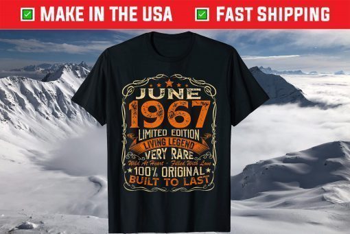 54 Year Old Vintage June 1967 Distressed 54th Birthday T-Shirt