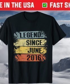 5th Birthday Limited Edition Retro Legend Since June 2016 T-Shirt