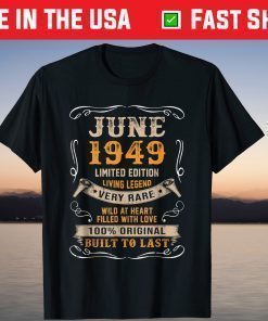 72nd Birthday 72 Year Old Retro Vintage June 1949 T-Shirt