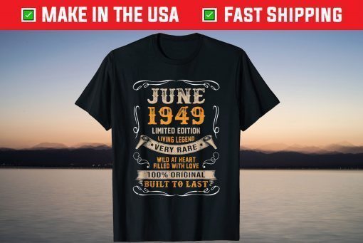 72nd Birthday 72 Year Old Retro Vintage June 1949 T-Shirt