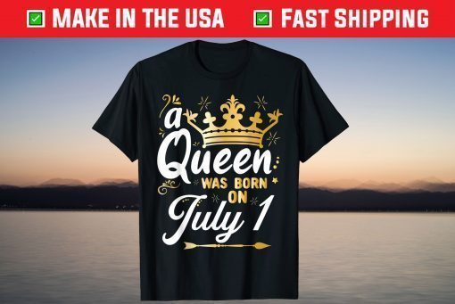 A Queen Was Born on July 1, Cute Girly July 1st Birthday T-Shirt