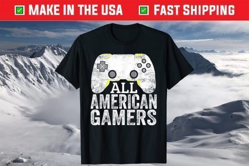 All American Gamers 4th of July Video games Lovers Us 2021 T-Shirt