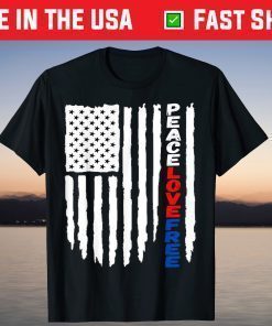 America Patriotic Flag Peace Love and Free 4th of July T-Shirt