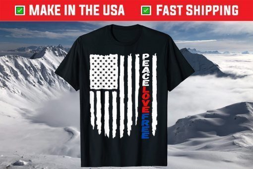 America Patriotic Flag Peace Love and Free 4th of July T-Shirt