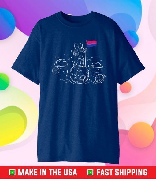 Astronaut Moon Bisexual Flag Space LGBTQ Gay Pride Ally Bi Gift T-Shirt