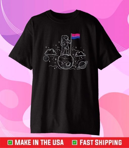 Astronaut Moon Bisexual Flag Space LGBTQ Gay Pride Ally Bi Gift T-Shirt