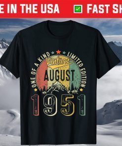 August 1951 Retro 70th Birthday 70 Years T-Shirt