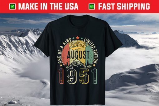 August 1951 Retro 70th Birthday 70 Years T-Shirt