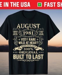 August 1981 Shirt 40 Years Old 40th Birthday T-Shirt