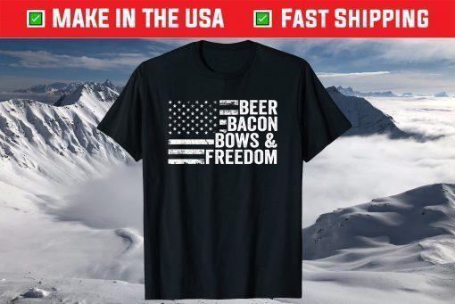 BEER BACON BOWS & FREEDOM - BBQ Archery Bow Drinking T-Shirt