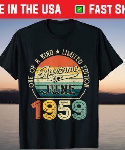 Born In June 1959 62 Years Vintage 62nd Birthday T-Shirt