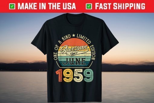 Born In June 1959 62 Years Vintage 62nd Birthday T-Shirt